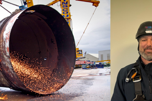Will Wylie captured in action (left) and at the National Construction College (NCC)(right).